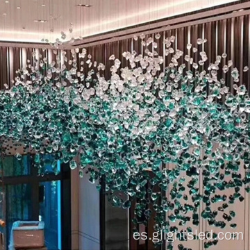Nuevo producto Diseño moderno Decoración personalizada Proyecto de cristal Big Hotel Lobby Candelier